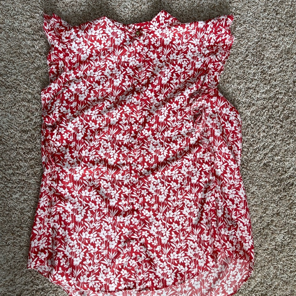 Lauren Ralph Lauren Floral Sleeveless Orange Ivory Blouse XL